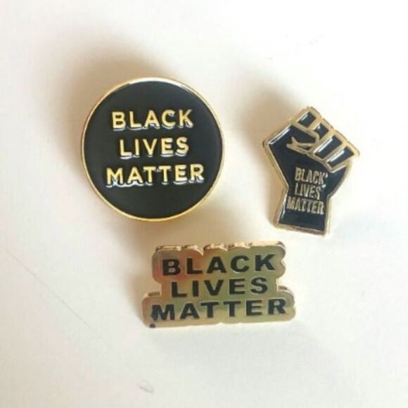 Black Lives Matter Trio Enamel gold Pin - Picture 1 of 8